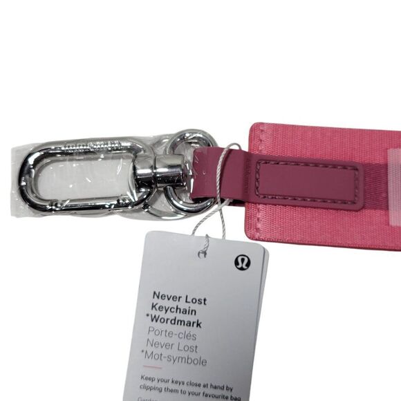Lululemon Never Lost Keychain Wordmark Sakura Pink Mauve 1.7" x 12" NEW - Picture 3 of 9